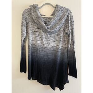Soft Surroundings Size XS Sweater Gray Ombré Cowl Neck Long Sleeves